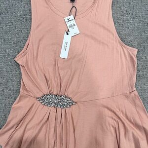 Express Blush Sleeveless Top with Jewel Accent